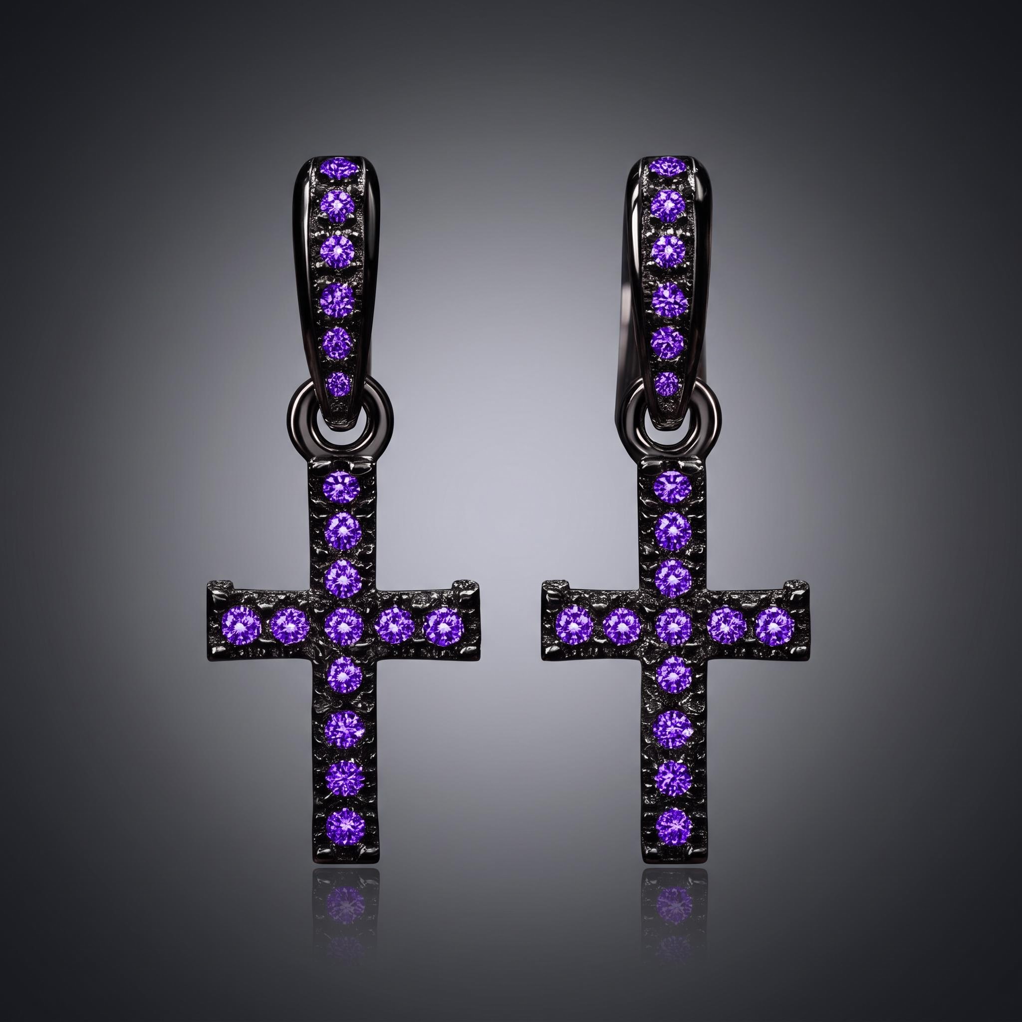 Diamond Cross Drop Earrings Diamond Cross Drop Earrings