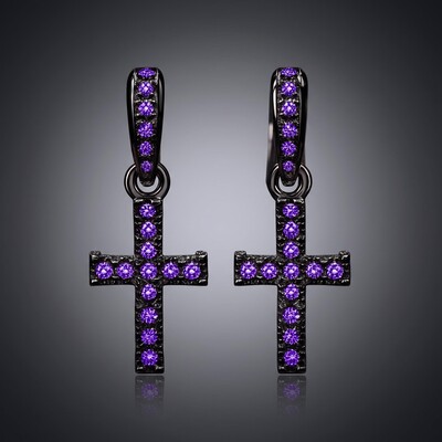 Diamond Cross Drop Earrings
