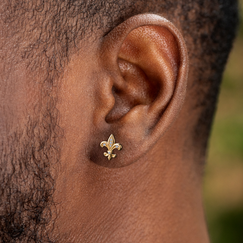 Iced Fleur de Lis Stud Earrings