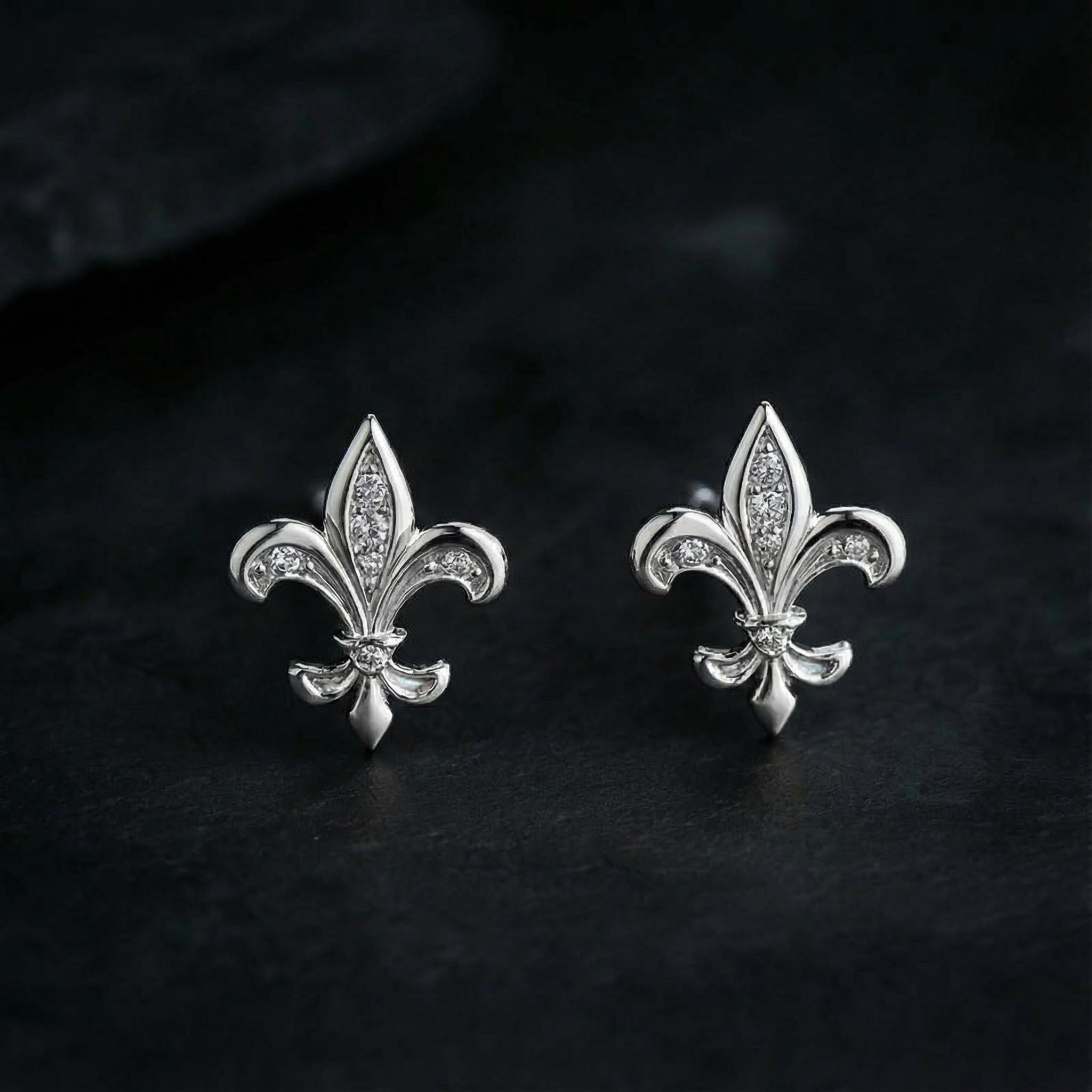 Iced Fleur de Lis Stud Earrings Iced Fleur de Lis Stud Earrings