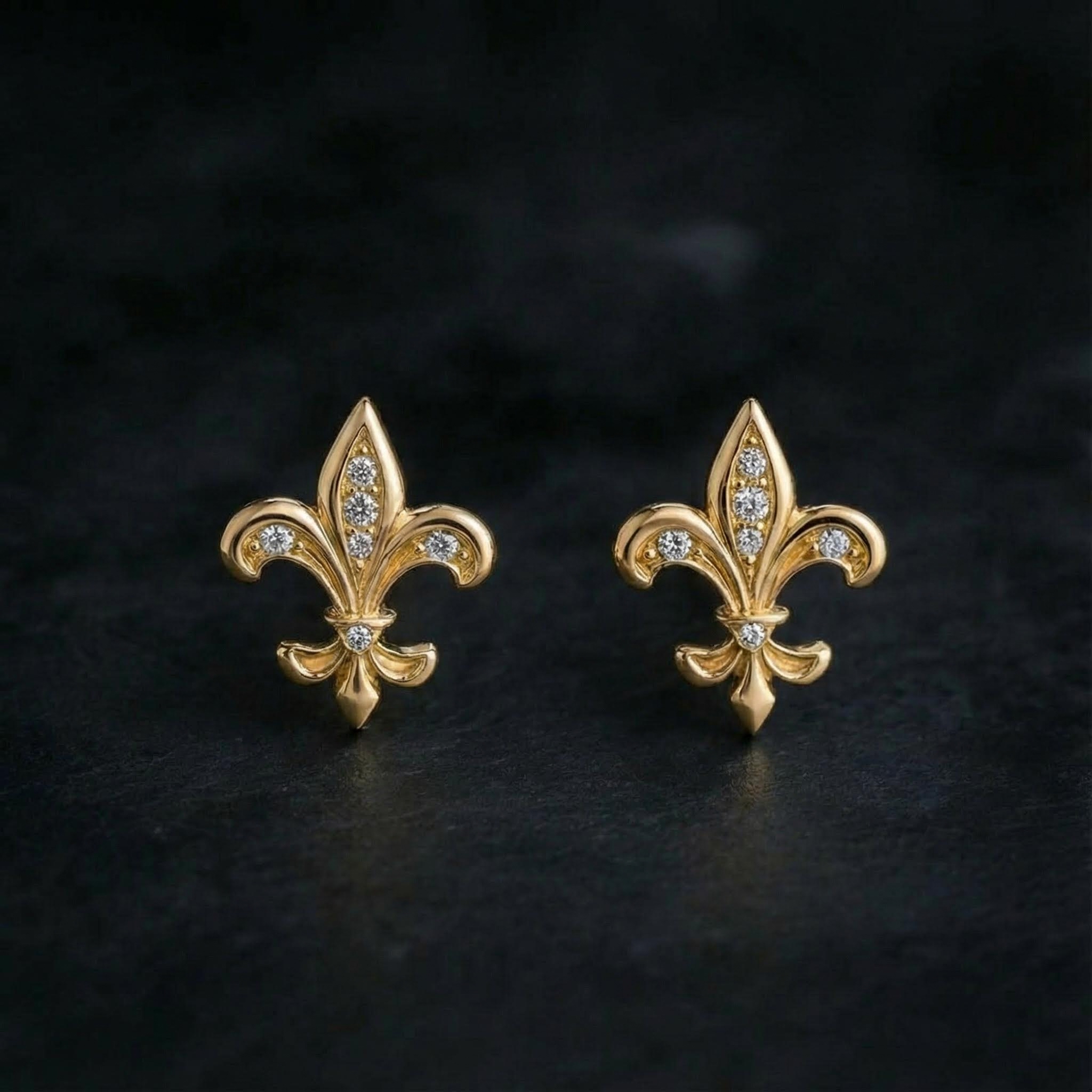 Iced Fleur de Lis Stud Earrings Iced Fleur de Lis Stud Earrings