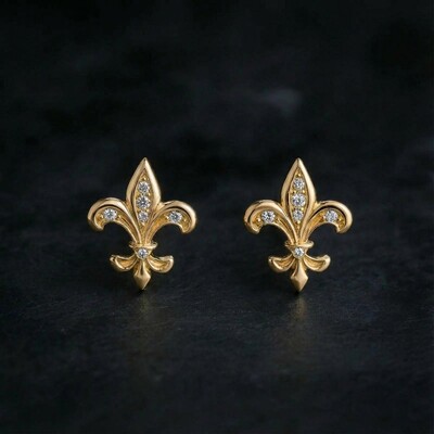 Iced Fleur de Lis Stud Earrings