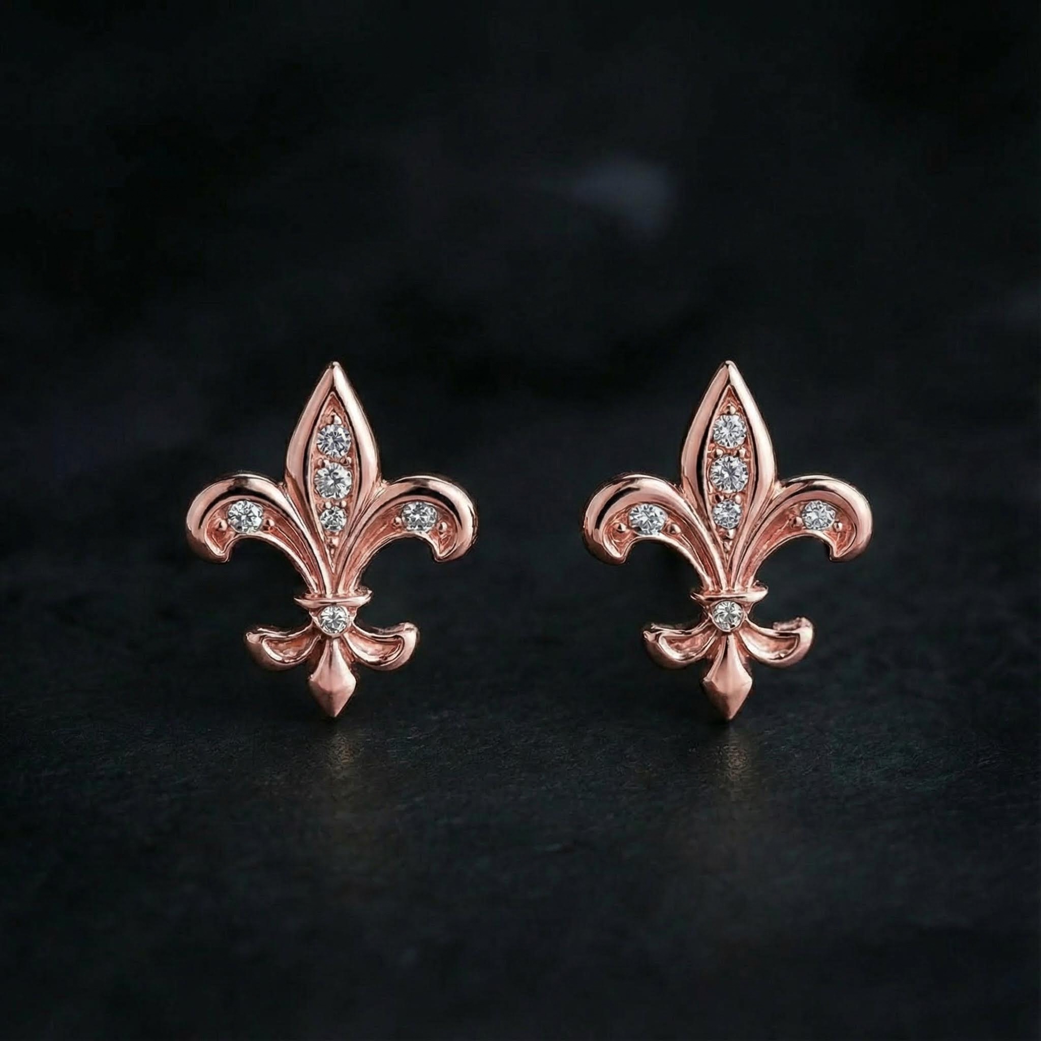 Iced Fleur de Lis Stud Earrings Iced Fleur de Lis Stud Earrings