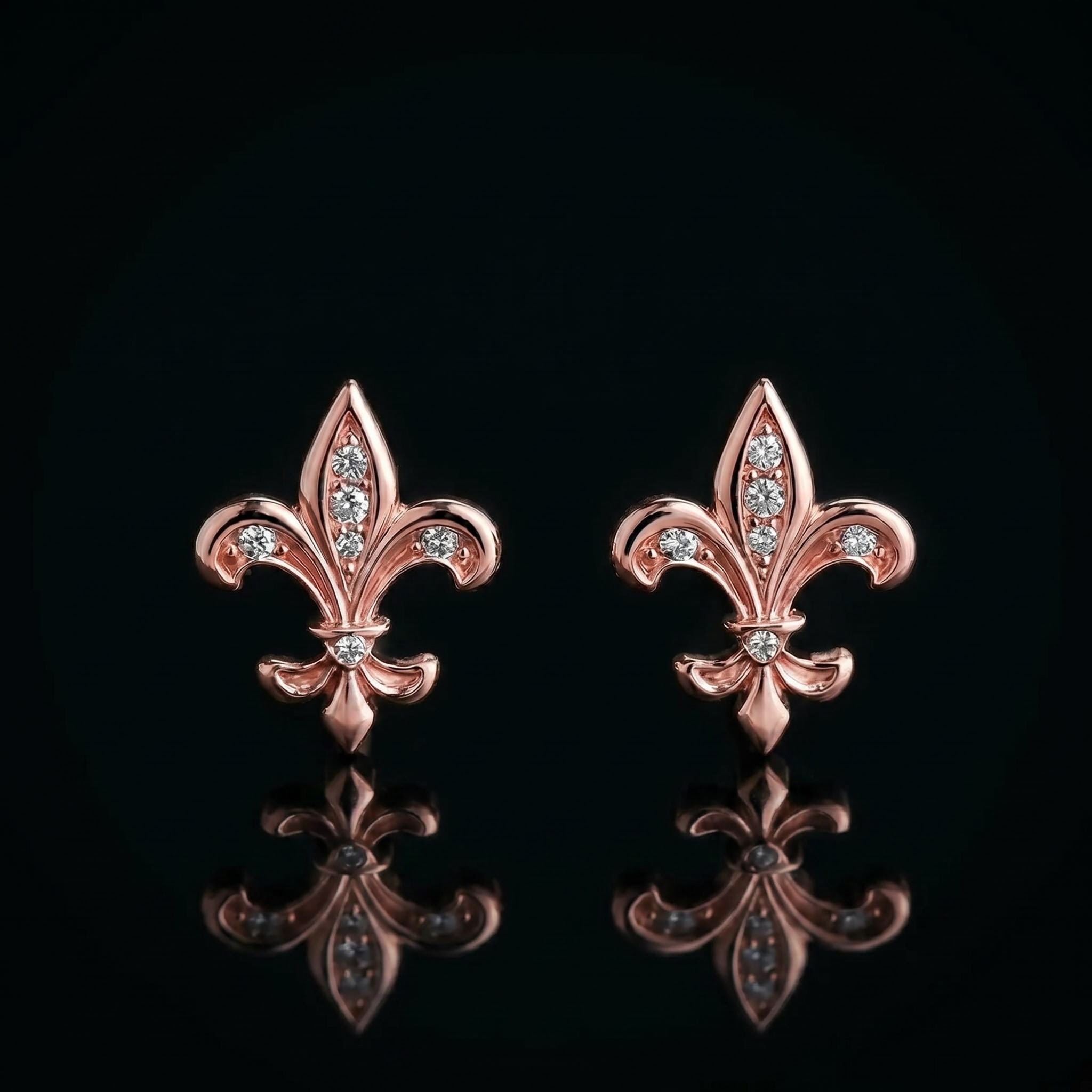Iced Fleur de Lis Stud Earrings Iced Fleur de Lis Stud Earrings