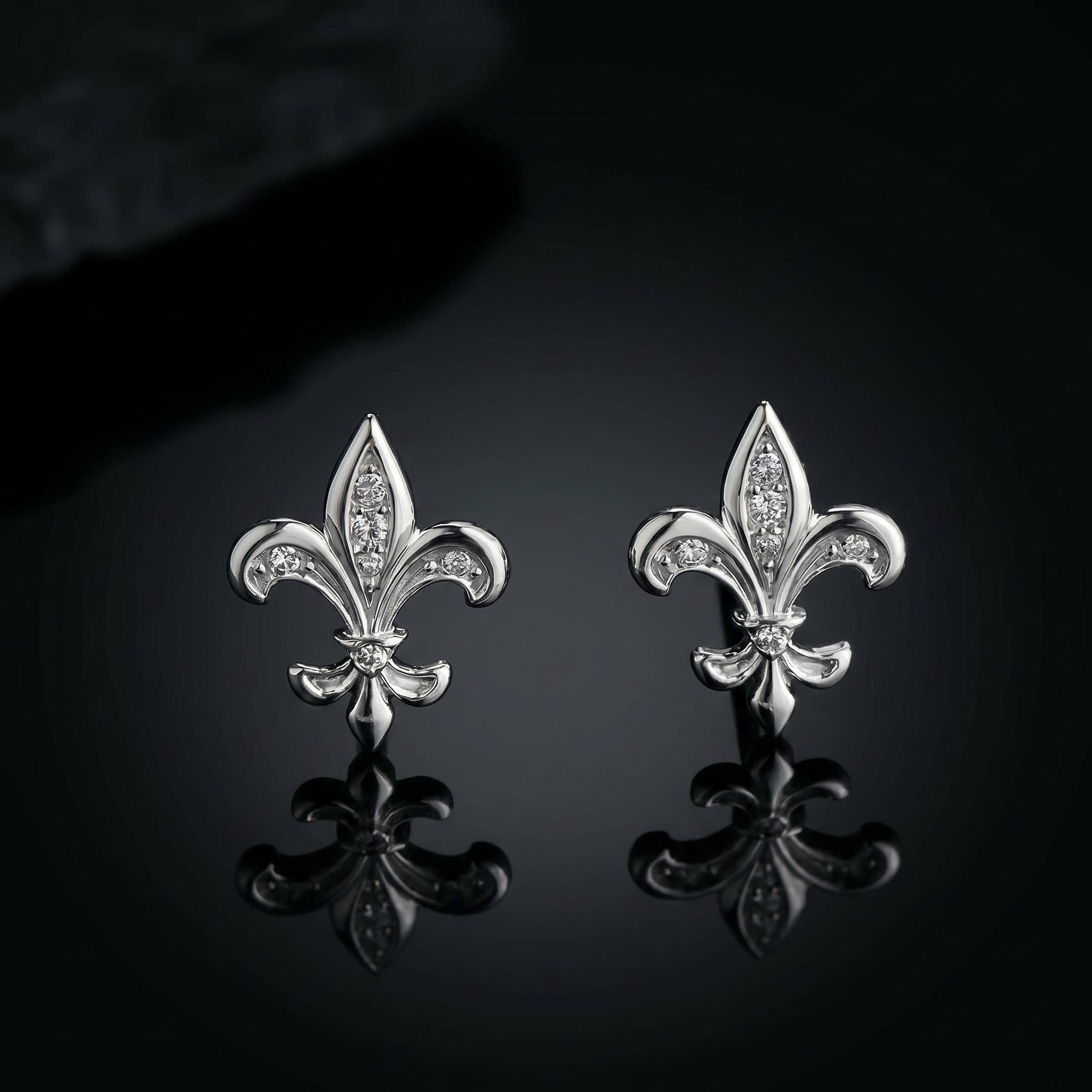 Iced Fleur de Lis Stud Earrings Iced Fleur de Lis Stud Earrings