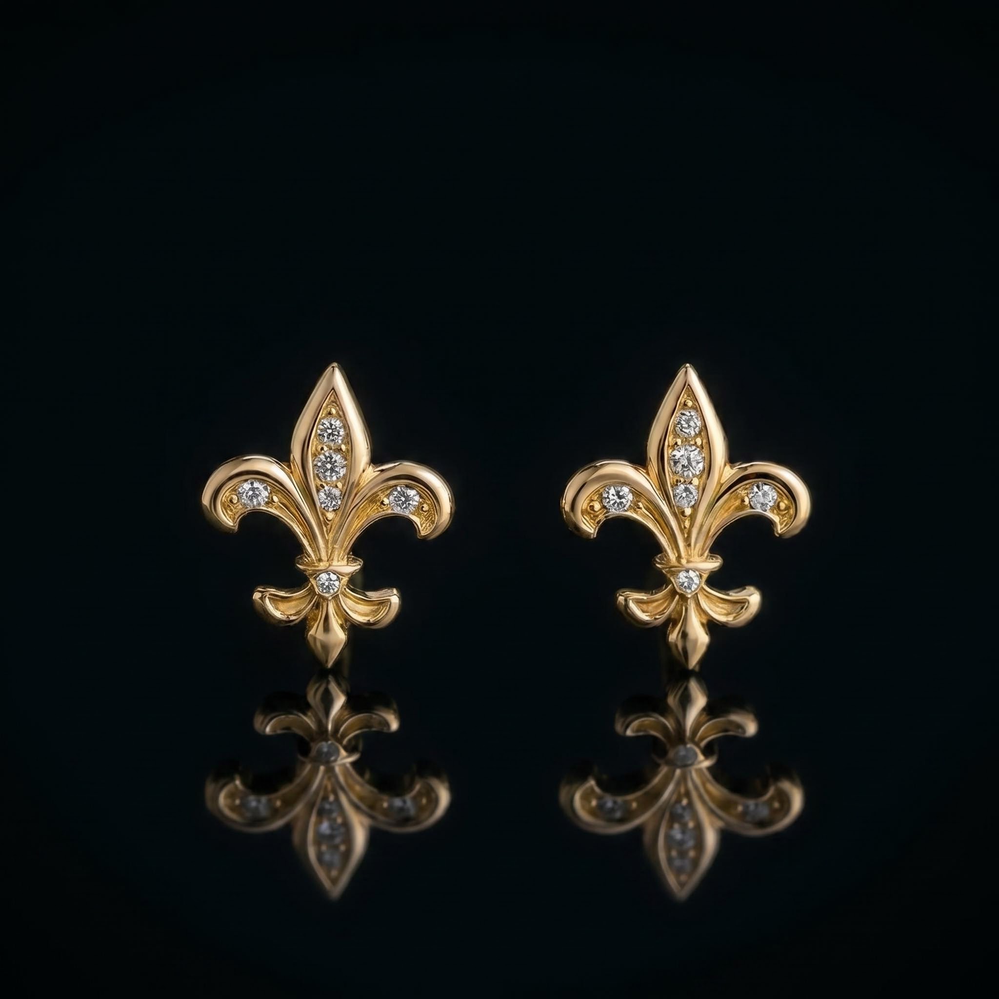 Iced Fleur de Lis Stud Earrings Iced Fleur de Lis Stud Earrings