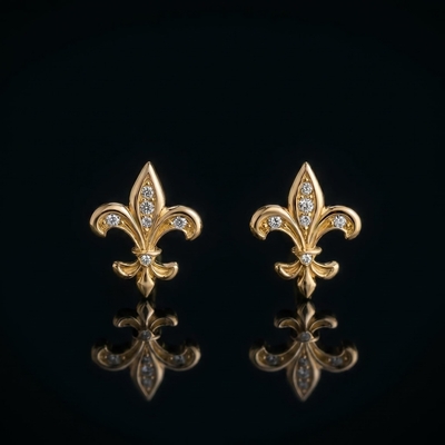 Iced Fleur de Lis Stud Earrings