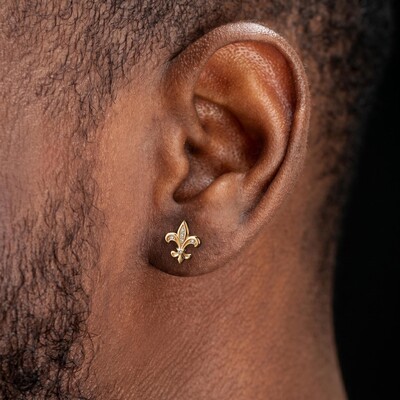 Iced Fleur de Lis Stud Earrings