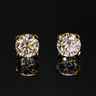 925S & VVS Moissanite Solitaire Stud Earrings