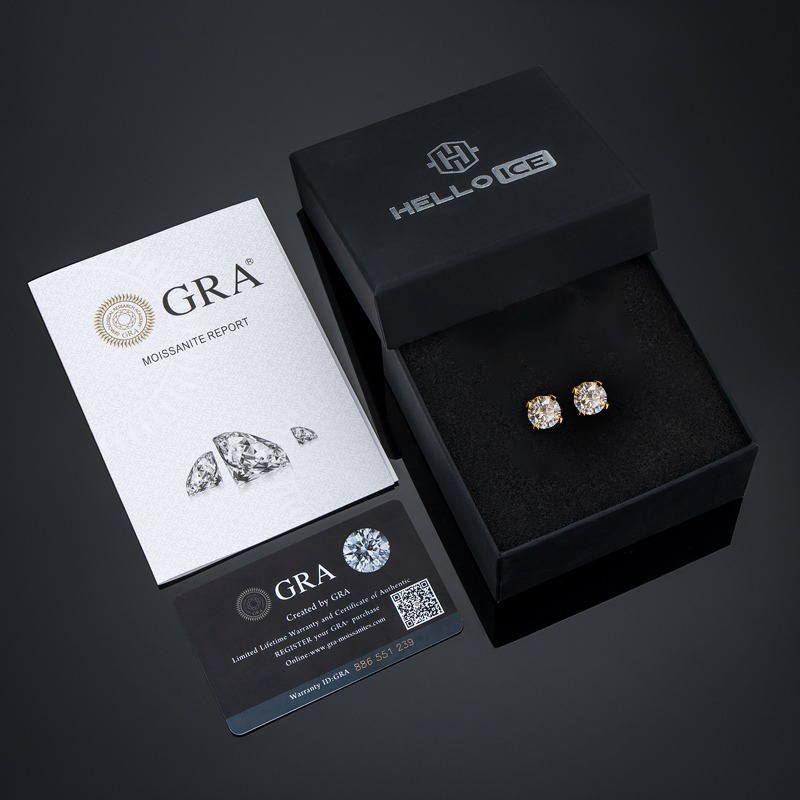 925S & VVS Moissanite Solitaire Stud Earrings