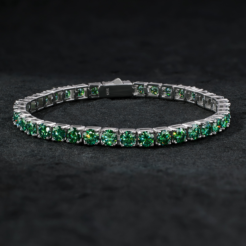 5mm 925S & VVS Moissanite Blue Green Tennis Bracelet