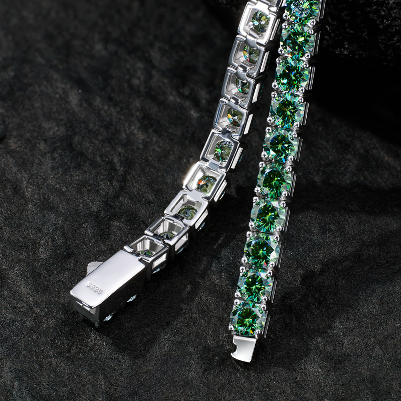 5mm 925S & VVS Moissanite Blue Green Tennis Bracelet