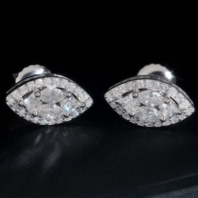 925S & VVS Moissanite Marquise Illusion Earrings