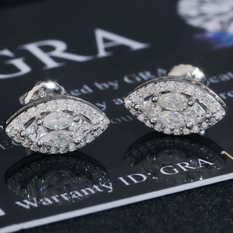 925S & VVS Moissanite Marquise Illusion Earrings