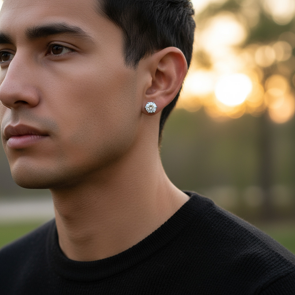 925S & VVS Moissanite 0.1Ct/0.3Ct/0.5Ct/1Ct/2Ct Solitaire Stud Earrings