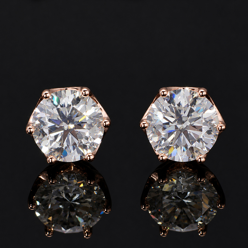 925 Silver & VVS1 Moissanite 0.1Ct/0.3Ct/0.5Ct/1Ct/2Ct Solitaire Stud Earrings