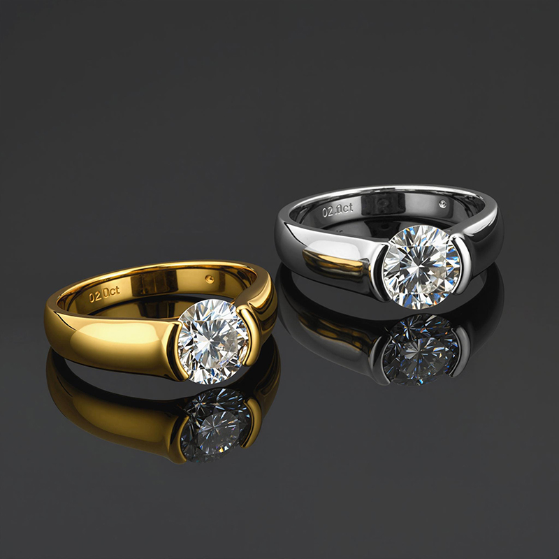 925S & VVS Moissanite 2Ct Ring in White Gold