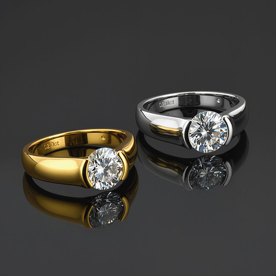 925S & VVS Moissanite 2Ct Ring in White Gold