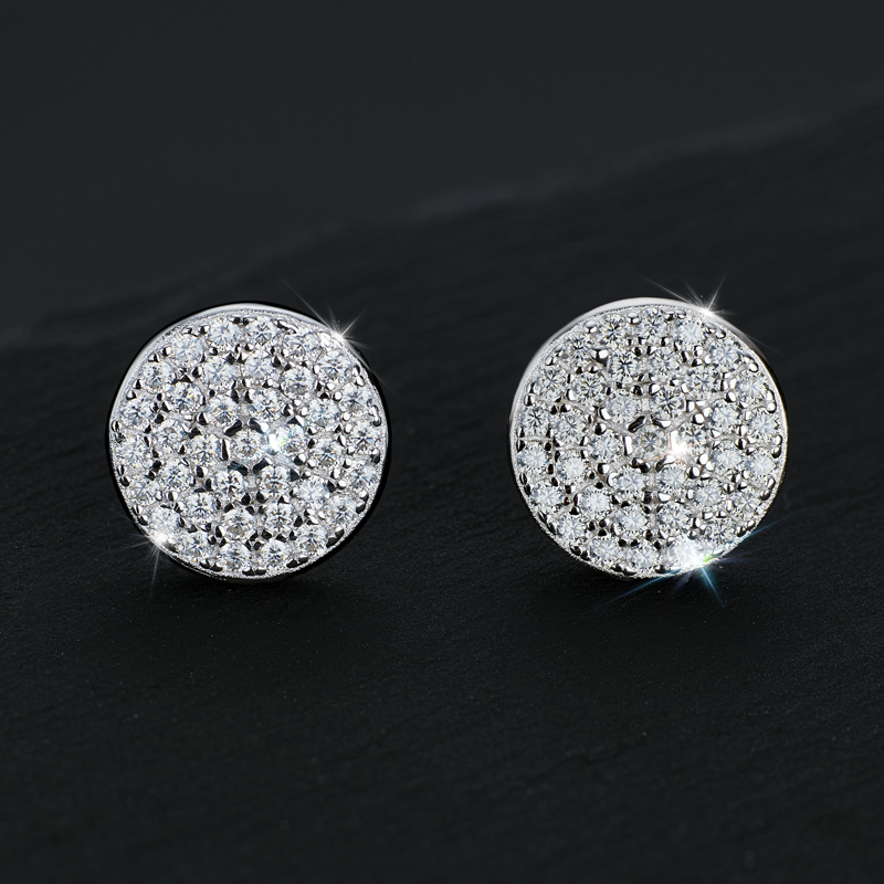 925S & VVS Moissanite Round Stud Earrings