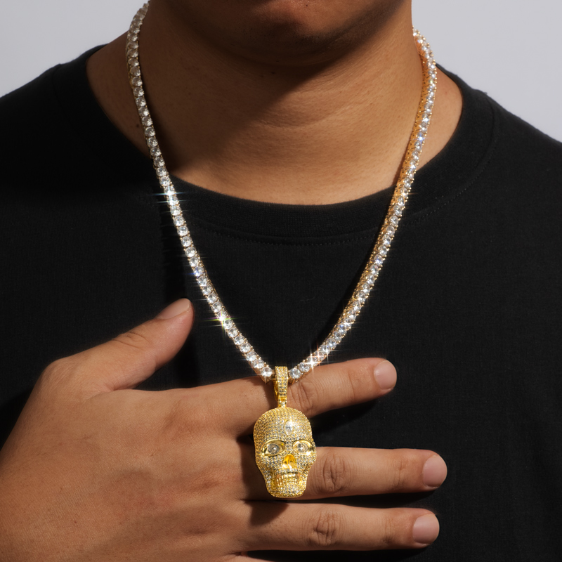 Iced Out Marquise Diamond Skull Pendant