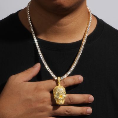 Iced Out Marquise Diamond Skull Pendant