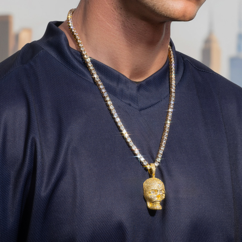 Iced Out Marquise Diamond Skull Pendant