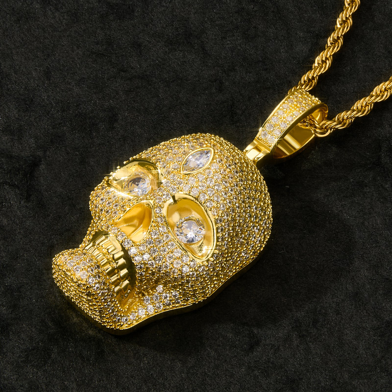 Iced Out Marquise Diamond Skull Pendant