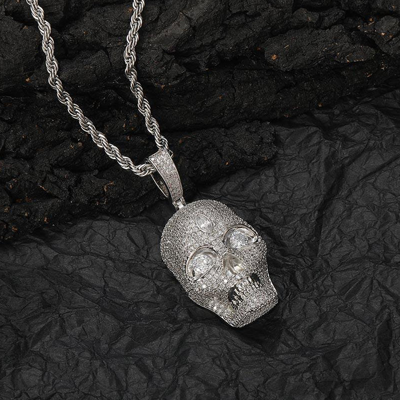 Iced Out Marquise Diamond Skull Pendant