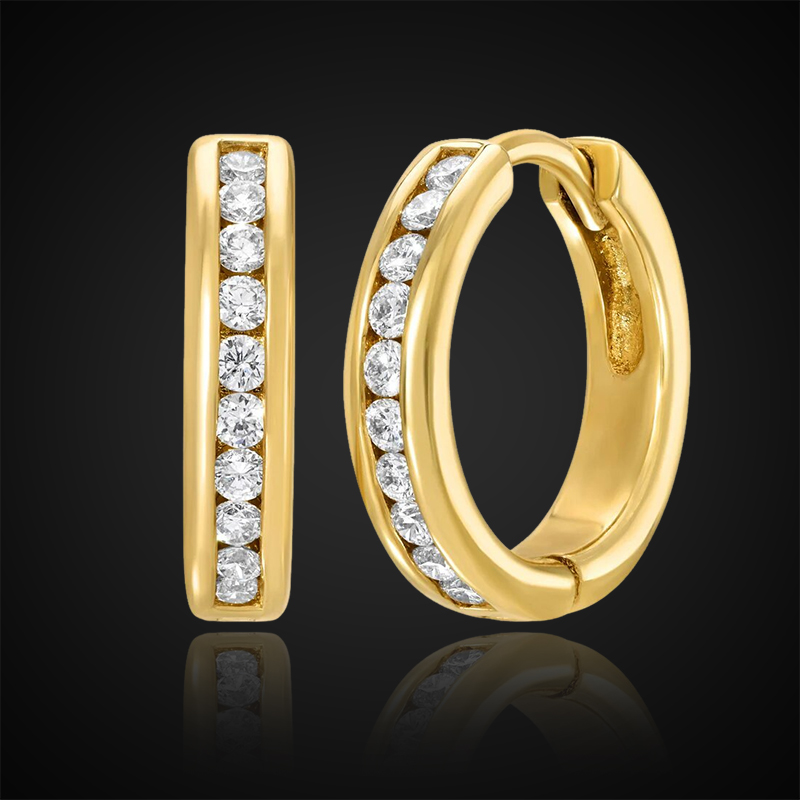 925S & VVS Moissanite 0.54CTW Channel Hoop Earrings in Gold