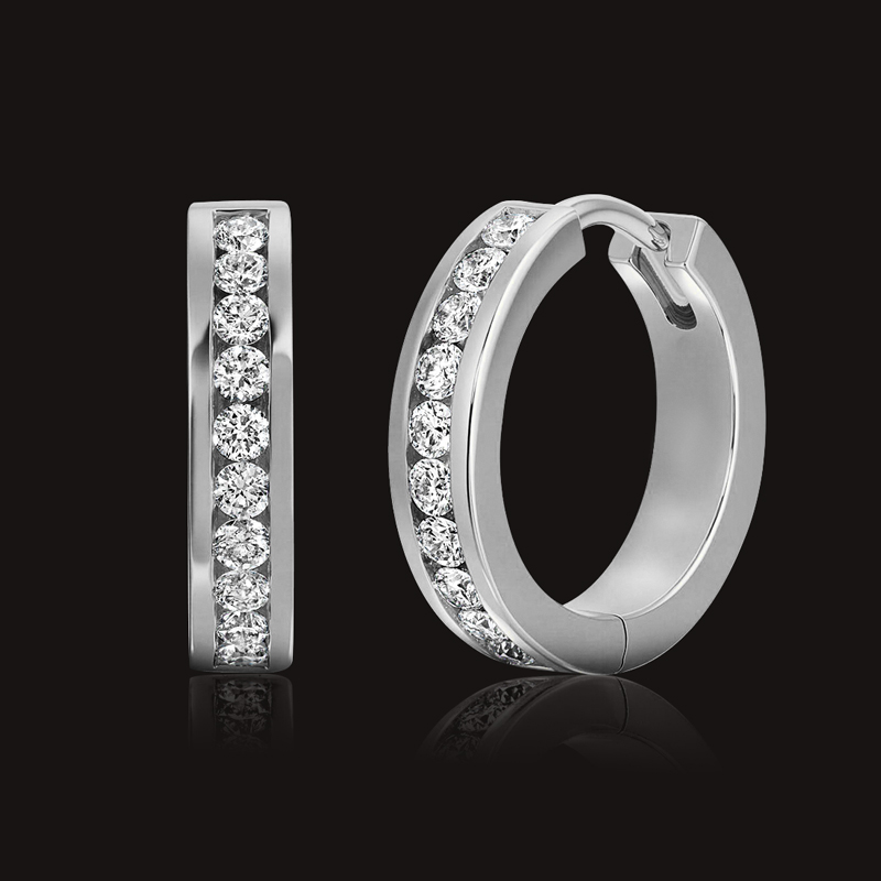 925S & VVS Moissanite 0.54CTW Channel Hoop Earrings in Gold
