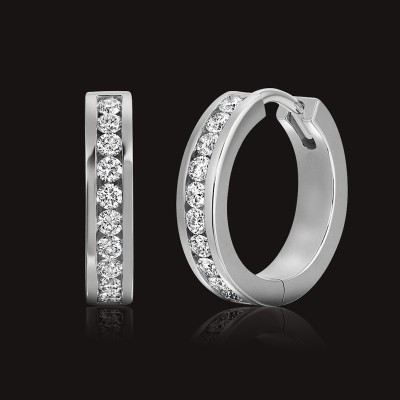 925S & VVS Moissanite 0.54CTW Channel Hoop Earrings in Gold