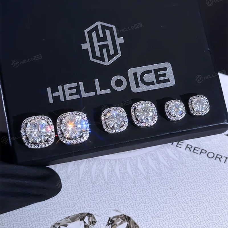 925S & VVS Moissanite Magnetic Non-Piercing Halo Earrings