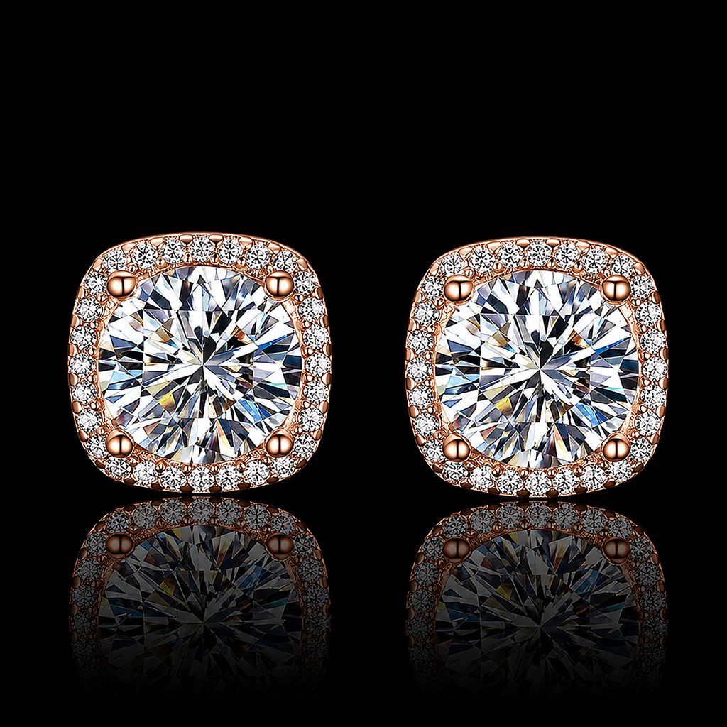 925 Silver & VVS1 Moissanite Magnetic Non-Piercing Halo Earrings