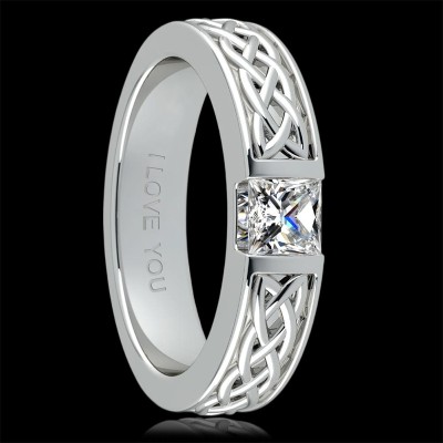 925S & VVS Moissanite Celtic Knot Princess Cut Engagement Ring