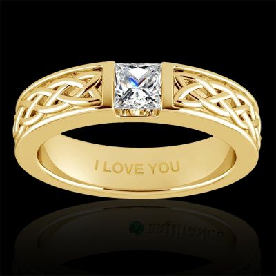 925S & VVS Moissanite Celtic Knot Princess Cut Engagement Ring