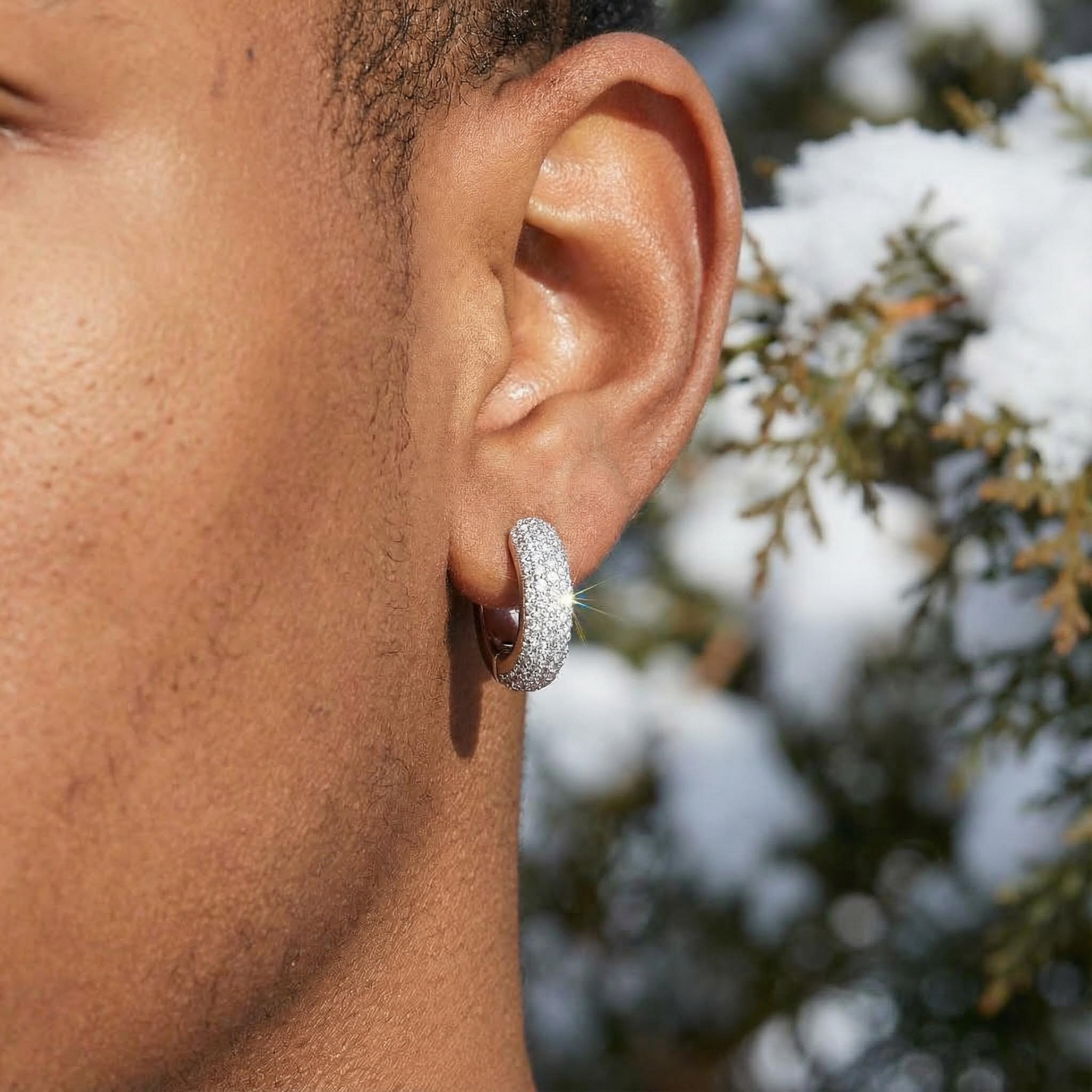 925S & VVS Moissanite Micro Paved Hoop Earrings