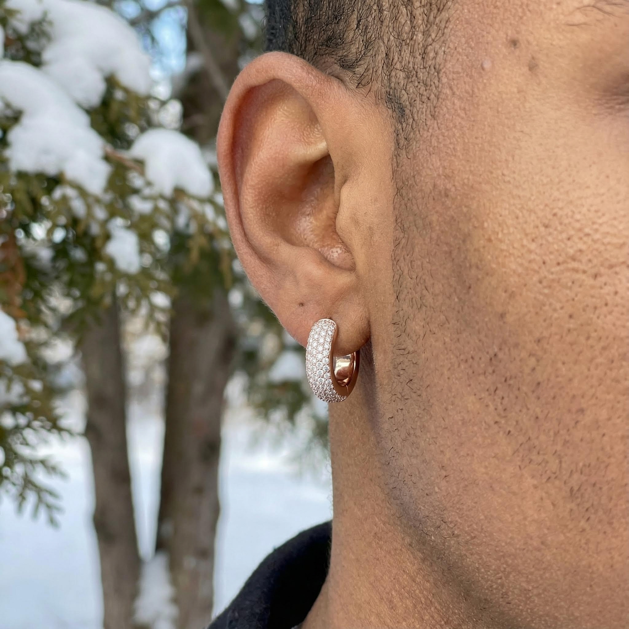 925S & VVS Moissanite Micro Paved Hoop Earrings