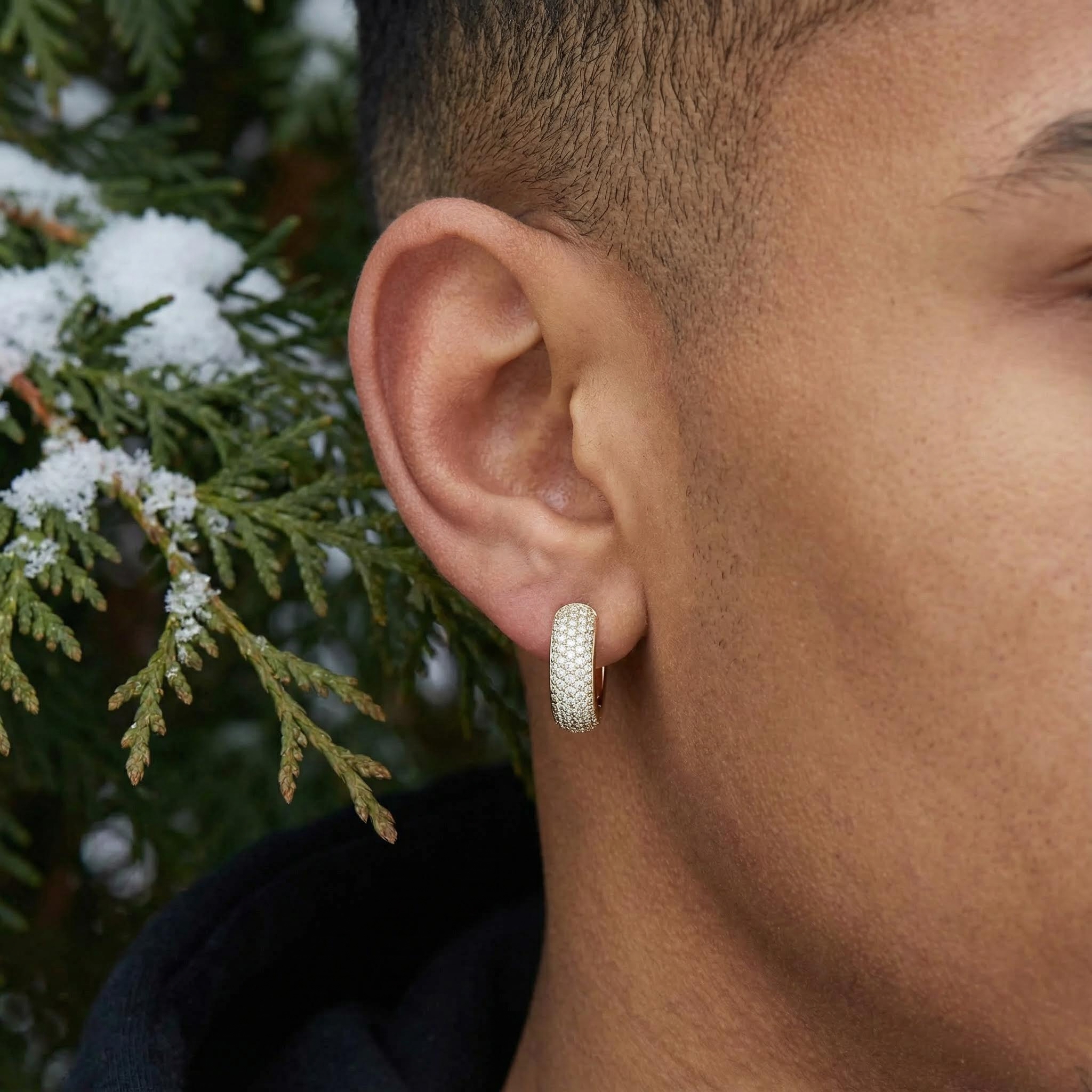 925S & VVS Moissanite Micro Paved Hoop Earrings