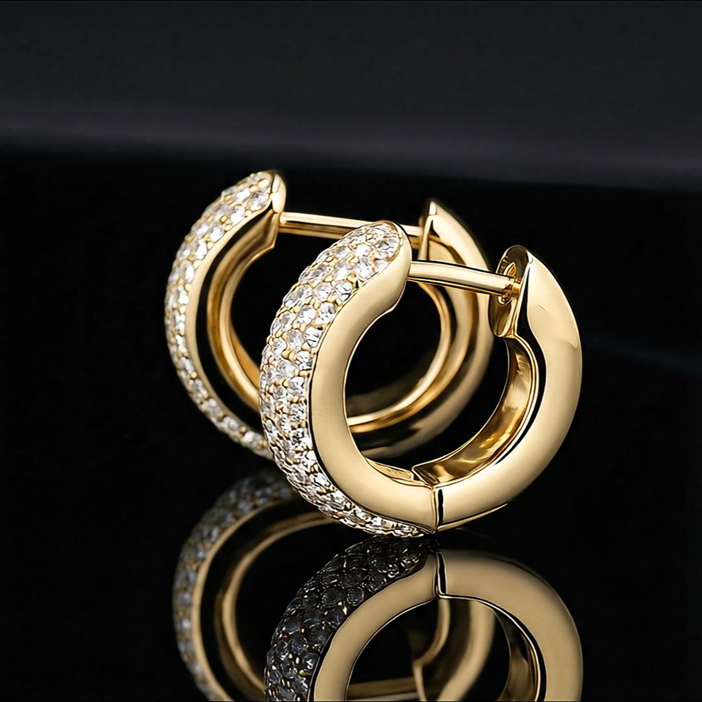 925S & VVS Moissanite Micro Paved Hoop Earrings