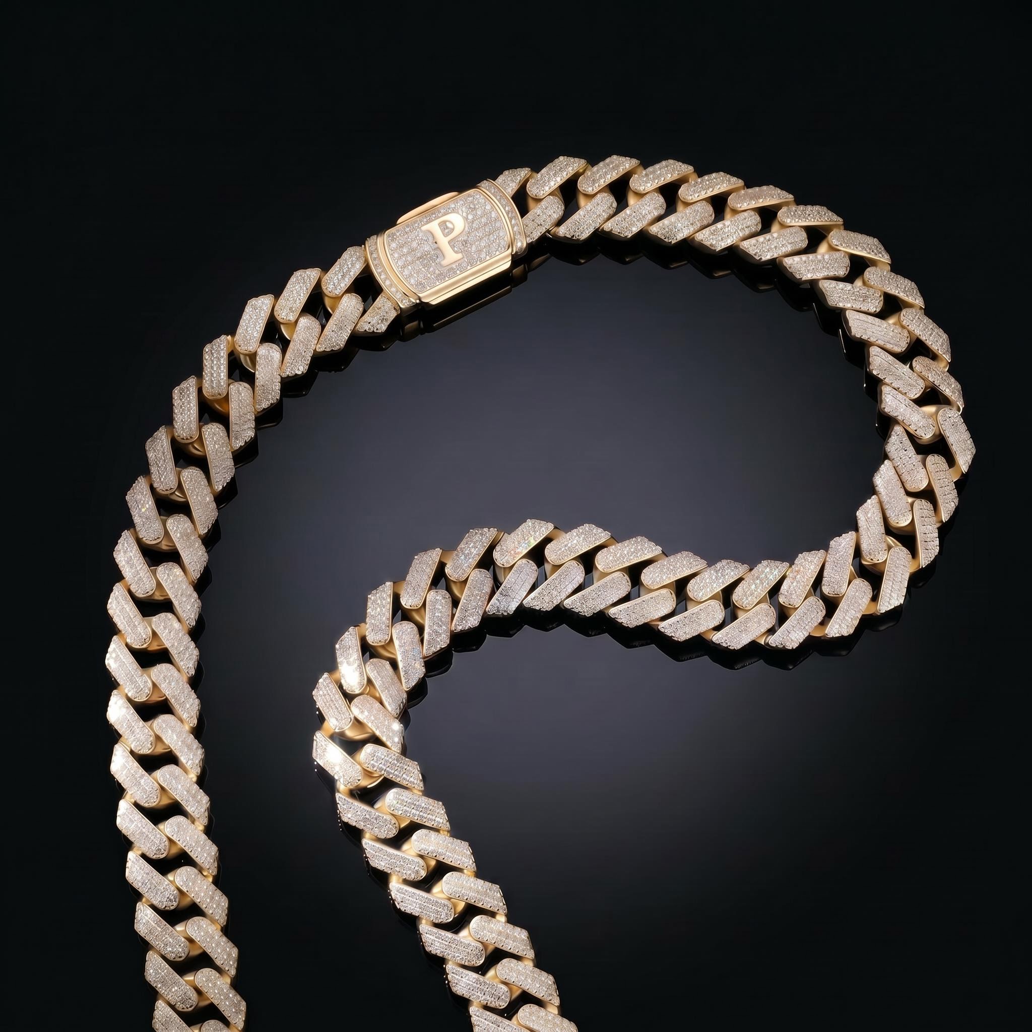 925 Silver & VVS1 Moissanite 12MM Initial Letter Prong Cuban Link Chain 925 Silver & VVS1 Moissanite 12MM Initial Letter Prong Cuban Link Chain