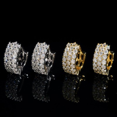 925S & VVS Moissanite 3-Row Hoop Earrings