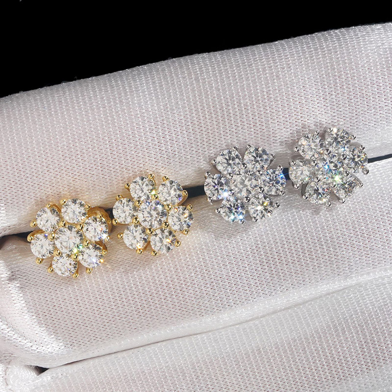 925S & VVS Moissanite Cluster Earrings