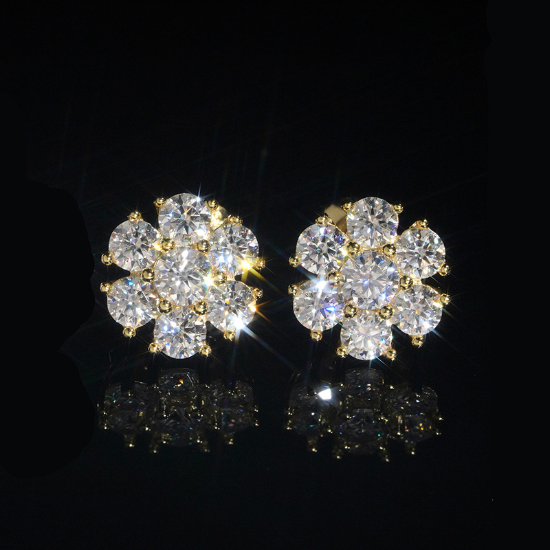 925S & VVS Moissanite Cluster Earrings