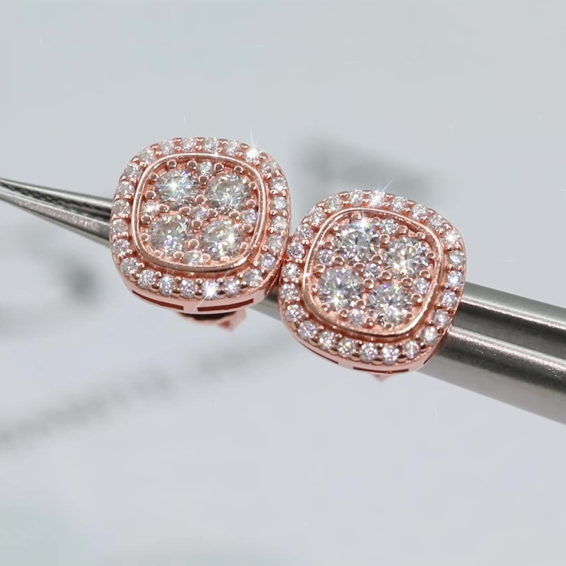 925S & VVS Moissanite Cluster Halo Earrings