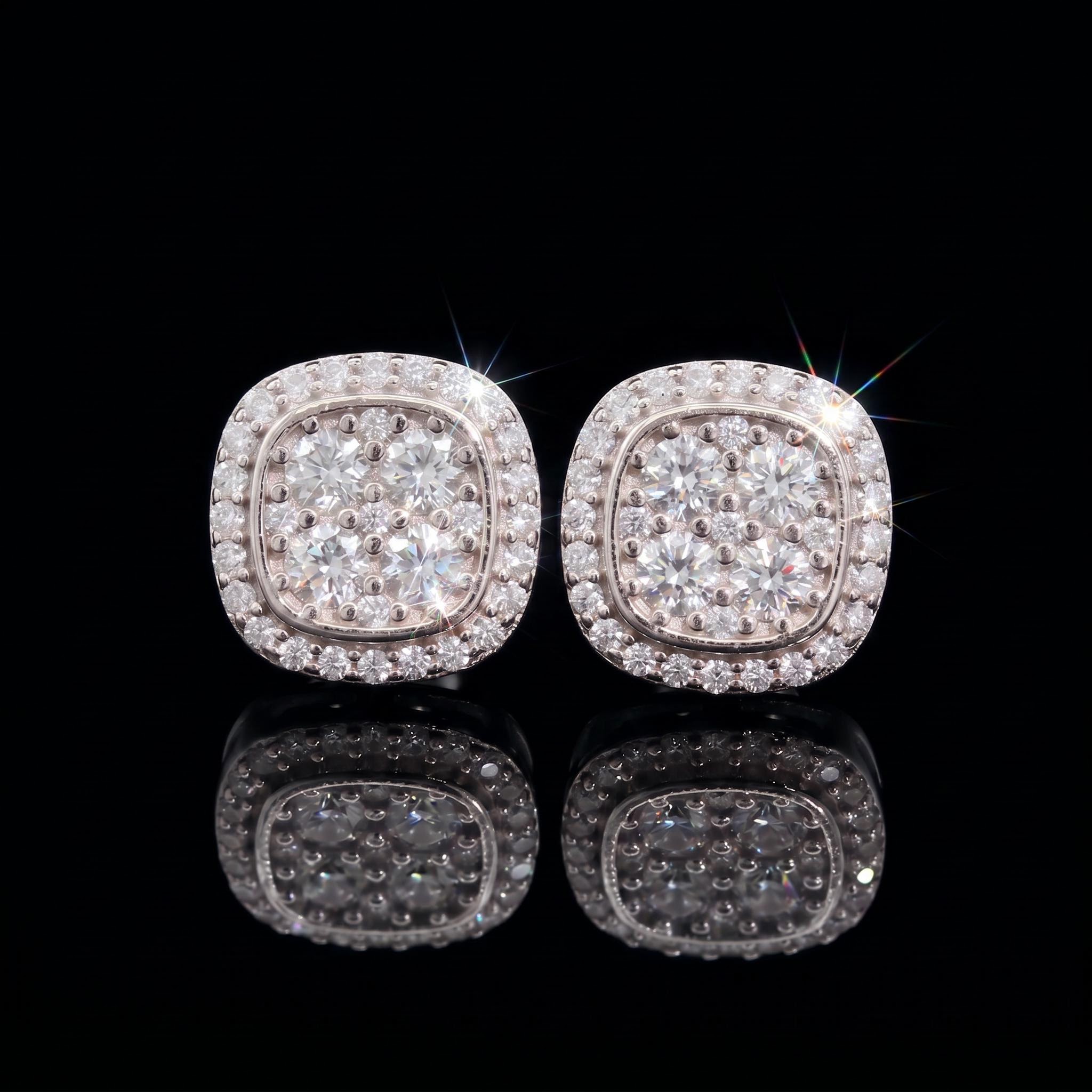 925S & VVS Moissanite Cluster Halo Earrings 925S & VVS Moissanite Cluster Halo Earrings