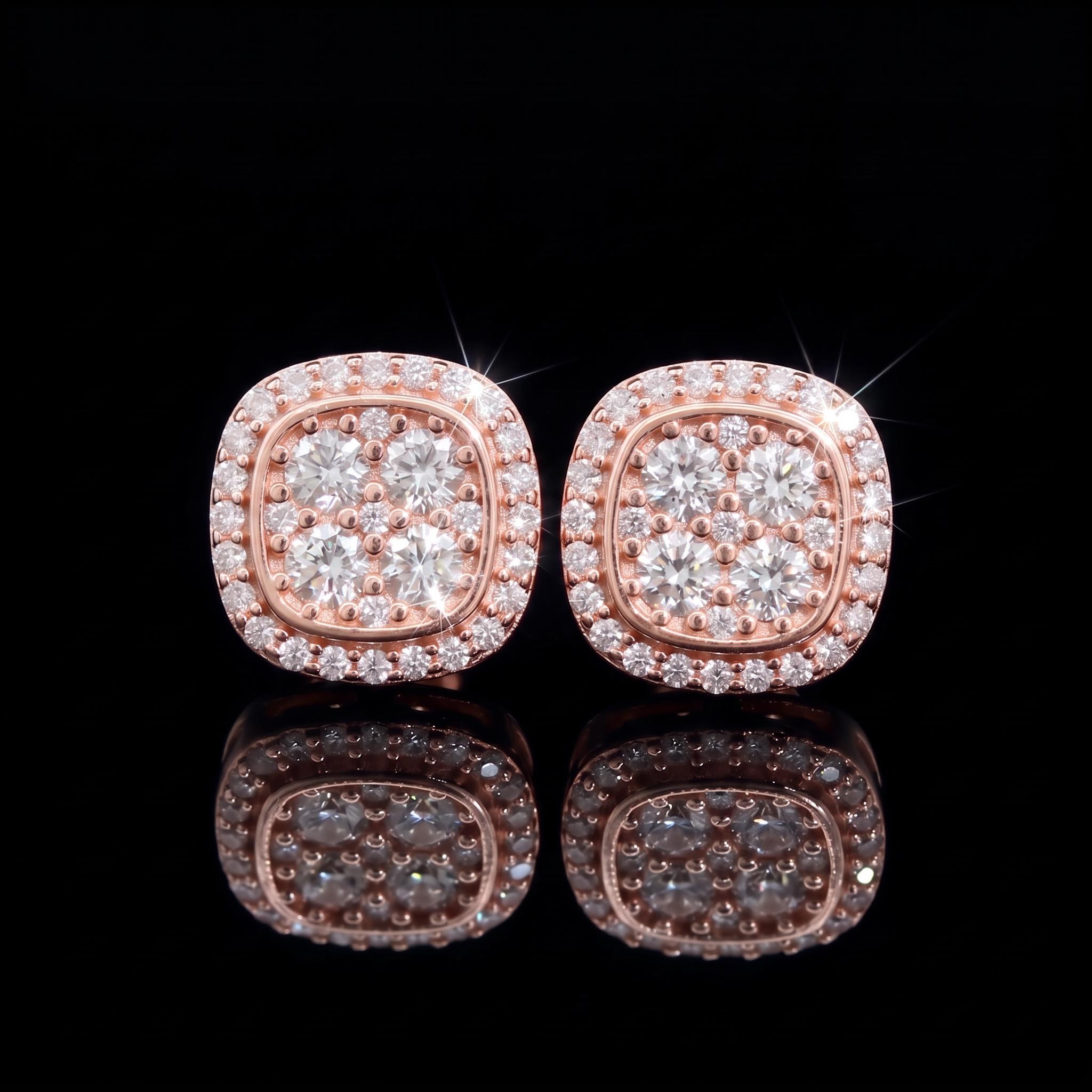 925 Silver & VVS1 Moissanite Cluster Halo Earrings
