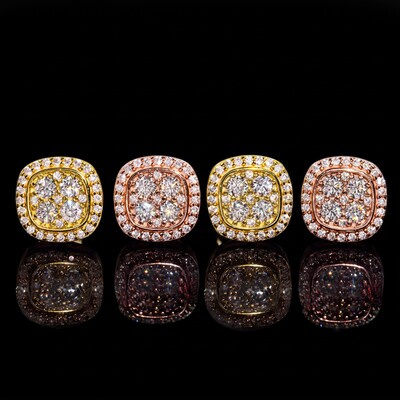 925 Silver & VVS1 Moissanite Cluster Halo Earrings