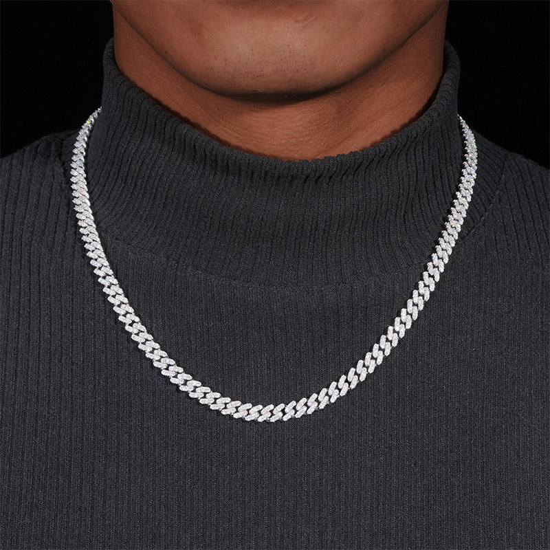 925S & VVS Moissanite 6mm Cuban Link Chain