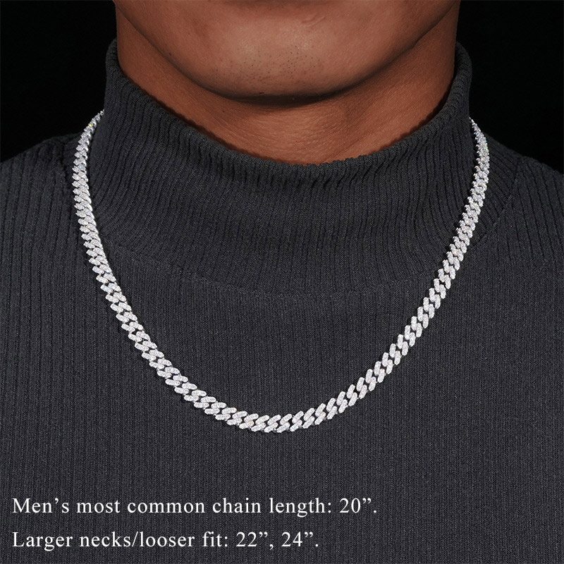 925S & VVS Moissanite 6mm Cuban Link Chain