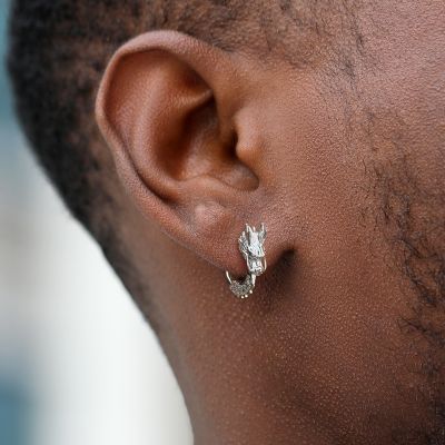 Iced Out Dragon Hoop Earrings